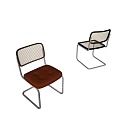 Modern Dining Chairs With Metal Frame Woven Backrest And Tufted Leather Seat