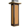 Elegant Decorative Column With Dark Brown Frame And Patterned Gold Accent Panels 3d model