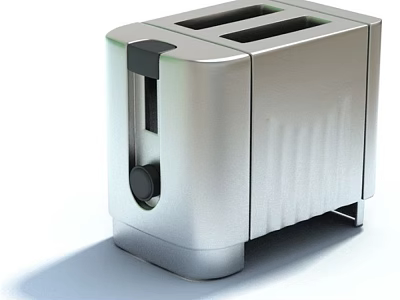 Stainless Steel Two Slice Kitchen Toaster With Modern Design And Control Knob 3d model
