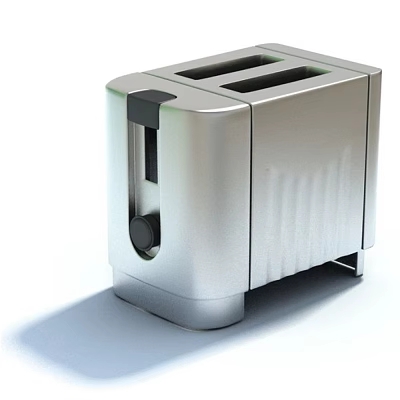 Stainless Steel Two Slice Kitchen Toaster With Modern Design And Control Knob 3d model