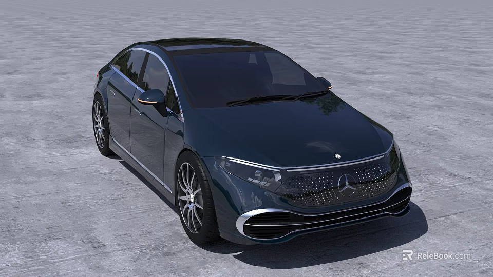Dark Green Mercedes Benz Luxury Sedan With Sleek Exterior Design 3d model 