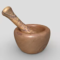 Natural Wooden Mortar And Pestle With Smooth Surface For Kitchen Grinding Use