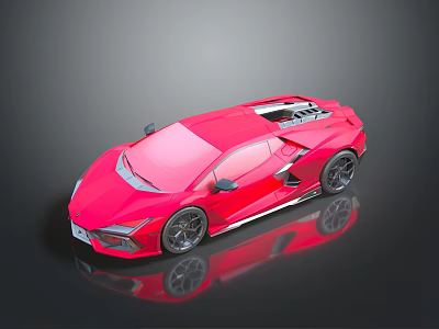 Red Sports Car With Sleek Aerodynamic Design And Black Alloy Wheels On Reflective Surface 3d model