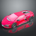 Red Sports Car With Sleek Aerodynamic Design And Black Alloy Wheels On Reflective Surface