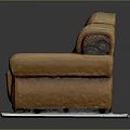 Classic Brown Leather Sofa With Carved Wooden Base And Elegant Armrest Design
