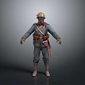 Detailed 3D Model Military Soldier Wearing Uniform Helmet Belt And Backpack