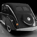 Vintage Black Classic Car Featuring Curved Body Lines And Chrome Accents