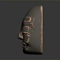 Copper Metallic Decorative Mask With Intricate Facial Features For Fashion Accessories