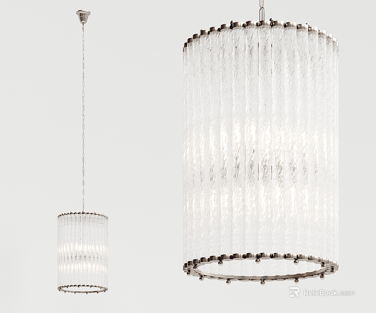Stylish Modern Cylindrical Glass Tube Chandeliers With Metal Frame For Interior Design 3d model 