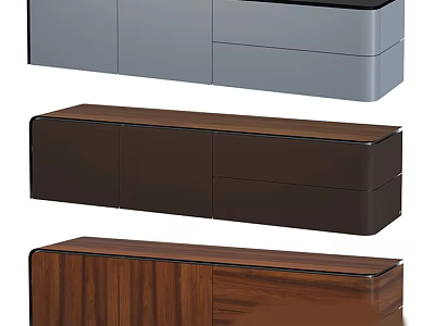Modern Wooden TV Stand In Dark Brown Light Gray With Storage Drawers And Cabinets 3d model
