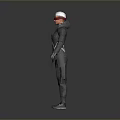 Tactical Character In Black Uniform With White Hat And Red Goggles