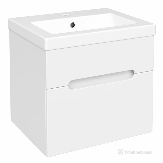 Modern White Bathroom Cabinet With Sink And Drawer Storage Design 3d model 