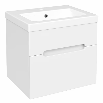 Modern White Bathroom Cabinet With Sink And Drawer Storage Design 3d model