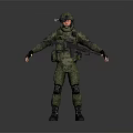 3D Model Military Soldier In Camouflage Uniform With Assault Rifle Full Gear Standing Pose