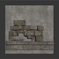 Gray Stone Wall Architecture With Square Blocks And Decorative Base Details 3d model