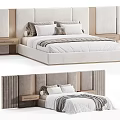 Modern Double Bed With Upholstered Headboard Bedside Tables And Neutral Tones Bedding 3d model