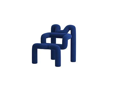 Modern Blue Accent Chair with Curved Velvet Fabric Frame and Contemporary Design 3d model
