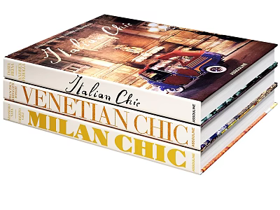 Stack of Chic Books and Magazines Featuring Venetian and Milan Fashion Styles 3d model