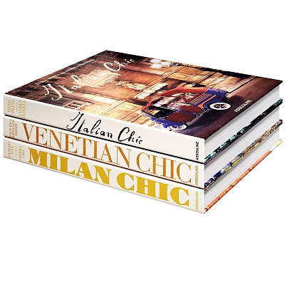 Stack of Chic Books and Magazines Featuring Venetian and Milan Fashion Styles 3d model