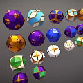 Colorful Polyhedral Sports Balls With Geometric Patterns As Sports Equipment In Various Hues