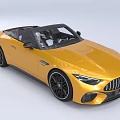 Yellow Mercedes AMG Convertible Sports Car with Black Soft Top and Sleek Design