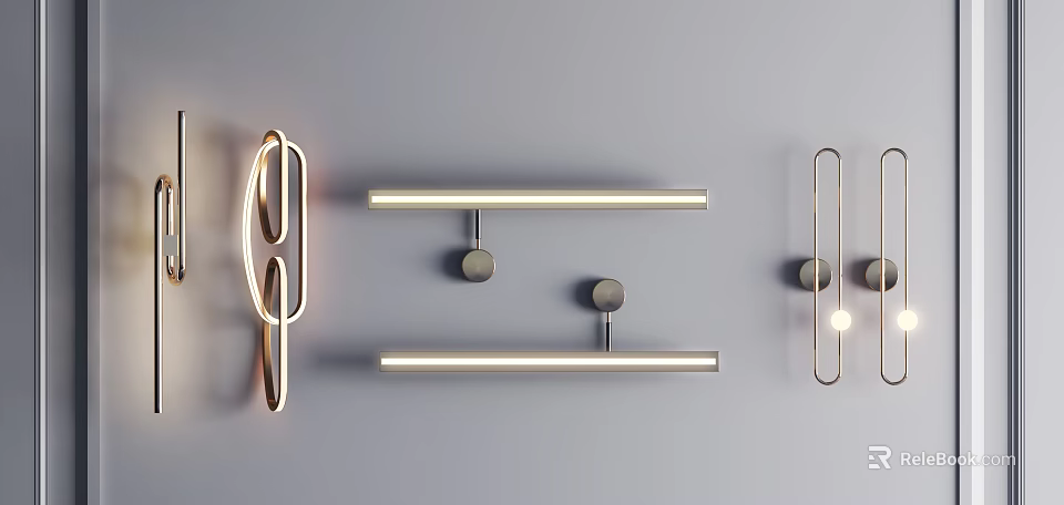 Modern Wall Lamps With Different Geometric Shapes And Metal Finish For Indoor Decor 3d model 
