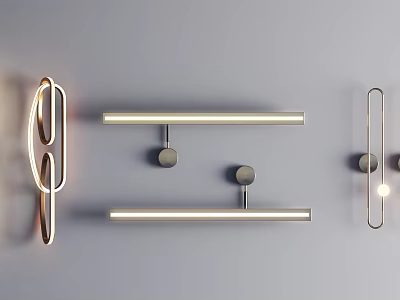 Modern Wall Lamps With Different Geometric Shapes And Metal Finish For Indoor Decor 3d model