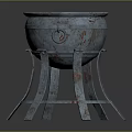 Vintage Rustic Metal Cooking Pot With Three Legged Stand For Home Kitchen Use
