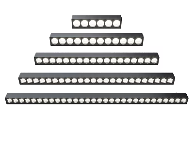 Black LED Downlights Spotlights With Row Design In Various Lengths And White Bulbs 3d model