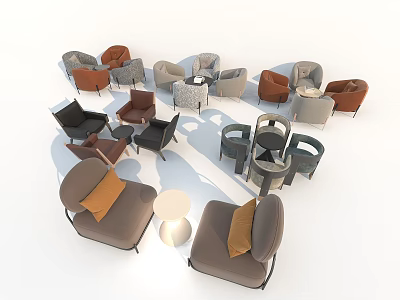 Stylish Table And Chair Combinations With Various Colors And Modern Designs 3d model
