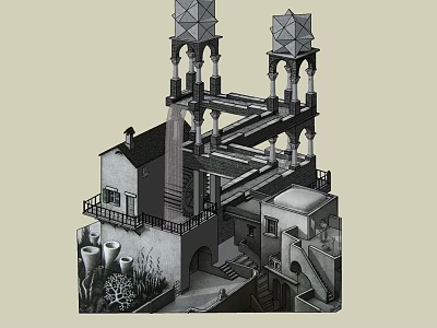 Ancient Architecture Featuring Tower Structures Connected Corridors And Balconies With Traditional Design 3d model