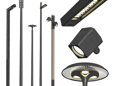 Durable Weatherproof Outdoor Lights Including Light Poles Floodlights and Strip Lights for Gardens 3d model