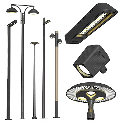 Durable Weatherproof Outdoor Lights Including Light Poles Floodlights and Strip Lights for Gardens 3d model