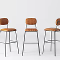 Stylish Brown And Black Leather Bar Stools With Metal Frame Design