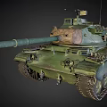 Military Green Camouflage Tank With Long Barrel Tracks And Turret Design