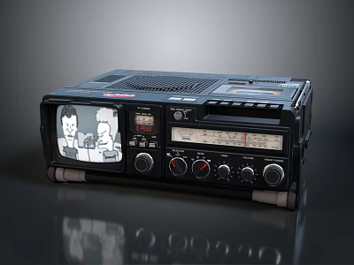 Retro Vintage Computer With Cartoon Character Design And Control Knobs Buttons 3d model
