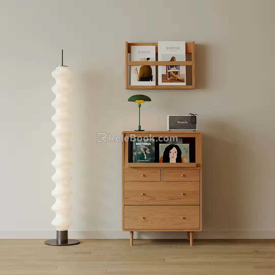 Bucket cabinet floor lamp bookshelf 3d model