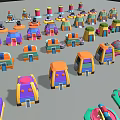 Colorful Model Buildings With Various Shapes Dome Square And Wheel Structures 3d model