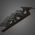 Modern Black Staircase with Minimalist Design and Wooden Steps
