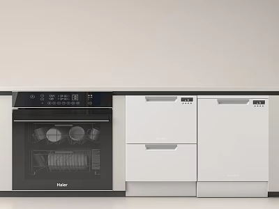 Sleek Modern Kitchen Appliances Featuring Built in Oven Dishwasher And White Cabinets 3d model