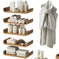 Organic Cotton Towels Bamboo Storage Baskets Liquid Soap Dispensers Wooden Shelves Toiletries