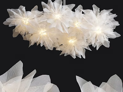 White Flower Shaped Chandelier With Soft Lighting For Modern Home Interior 3d model