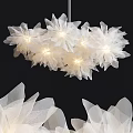White Flower Shaped Chandelier With Soft Lighting For Modern Home Interior