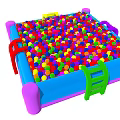 Inflatable Colorful Ball Pit with Bright Colored Ladders and Plastic Balls for Kids Play