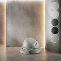 Gray Stone Texture Architectural Components With Stacked Round Elements And Perforated Cylinder 3d model