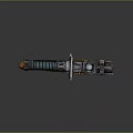 Futuristic Sci Fi Weapon With Glowing Orange Blue Mechanical Structure Design