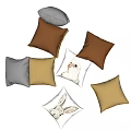Decorative Throw Pillows in Silver Gold Brown with Rabbit Print for Home Decor