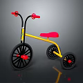 Colorful Kids Tricycle With Yellow Frame Red Seat And Black Wheels