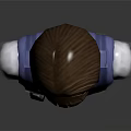 3D Female Character Model With Brown Hair Blue Uniform Red Tie And Gray Shoulder Straps