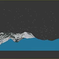 Scenic Mountain Landscape With Snowy Peaks And Blue Lakes On Textured Surface